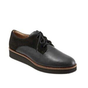 Women's Willis Black Leather Suede Upper Size 9W by SoftWalk®